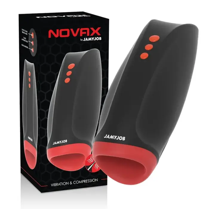 Jamyjob Novax Vibrating Masturbator – 19.7 cm – Black