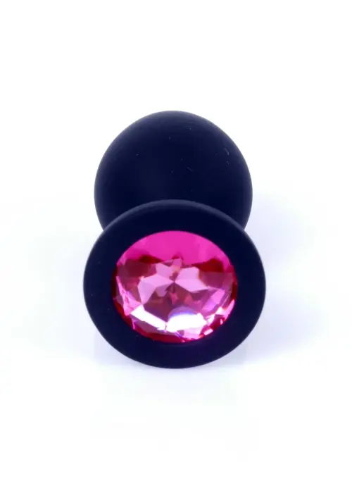 Plug-Jewellery Черная анальная пробка с розовым бриллиантом – 8 cm (3.1″)