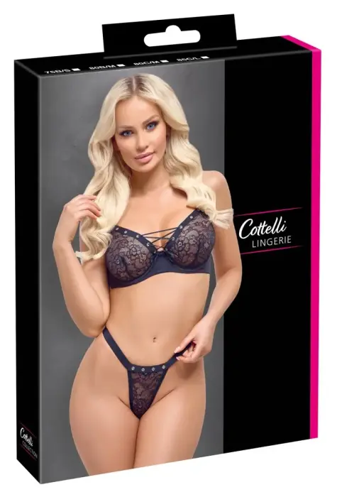 Cottelli LINGERIE Lace Bra Set – Black – 80B/M