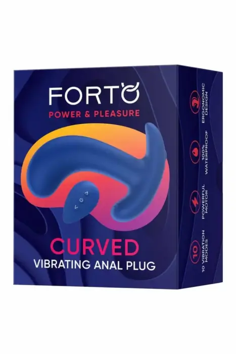 FORTO Curved Vibrating Plug – anal plug – silicone – blue – 10 modes