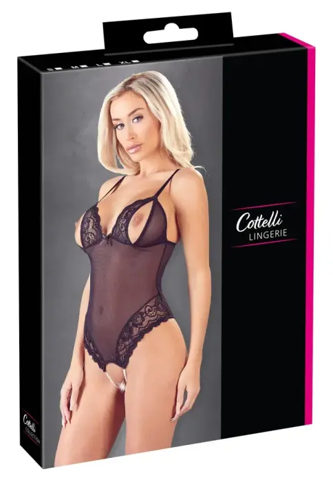 Open Bodysuit with Pearls – XL
