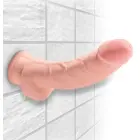 King Cock Plus divslāņu dildo ar sēkliniekiem un piesūcekni – 24 cm (9.5″) – miesas krāsa — Foto 4