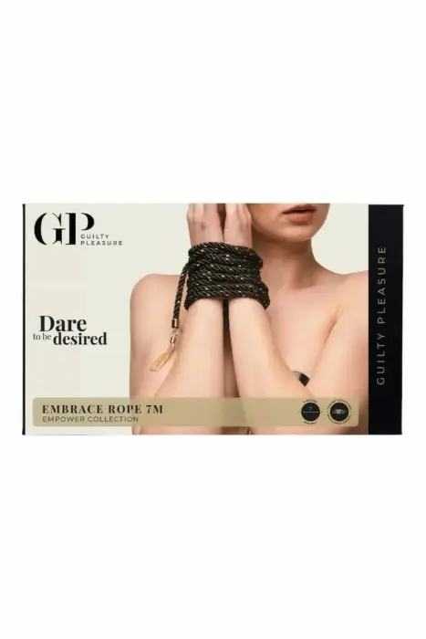 Guilty Pleasure Embrace Rope – плетёная хлопковая бондажная верёвка – золотые акценты – 7 м