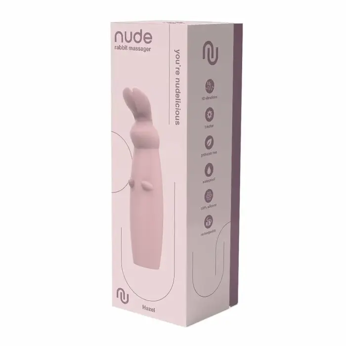 NUDE Hazel Rabbit Massager – силиконовый вибратор с двумя ветвями – 10 режимов – водонепроницаемый – 14,3 см
