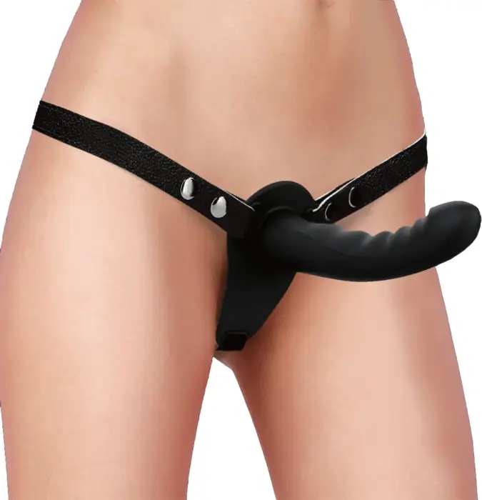 Sinner Gear – double-ended silicone strap-on with 3-point harness – black