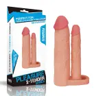 Add 2" Pleasure X Tender Double Penis Sleeve – penis extender with anal dildo — Photo 1