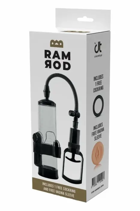 RAMROD Vibrating – вакуумная помпа для пениса с многоскоростной вибропулей и манжетой – прозрачная – 20 см