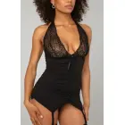 Christine Catchy Cabaret Garter Top & Thong Set, Lace, Black, S/M — Foto 8