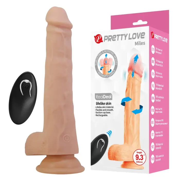 Pretty Love Miles – реалистичный дилдо с ротацией и фрикциями – 23,5 см