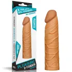 Add 1" Pleasure X Tender Penis Sleeve – TPE penis extender sleeve – Color: Brown — Photo 1