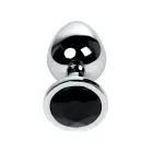 Sudraba metāla anālais spraudnis ar melnu dārgakmeni – 7.5 cm – Black Foto 2