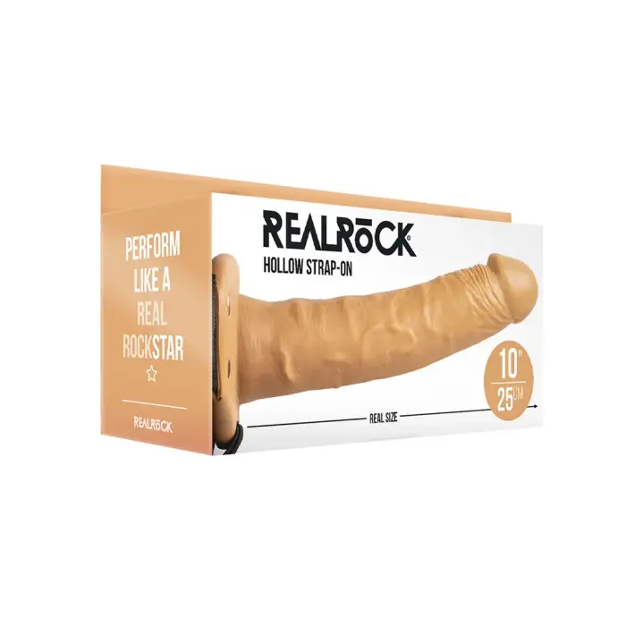 RealRock Hollow Strap-On Dildo – 24.5 cm (10″) – Brown
