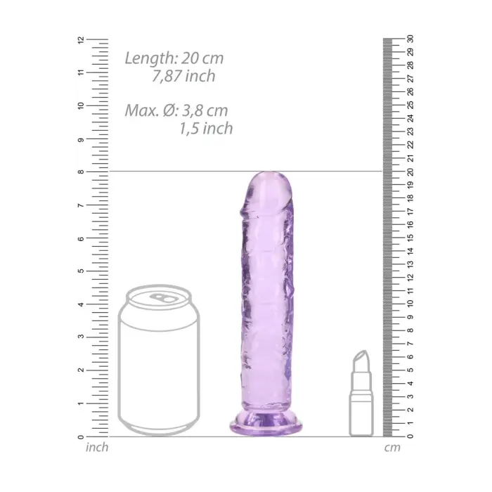 Taisns reālistisks dildo ar piesūcekni – 20 cm (7.9″) – Violets Foto 5