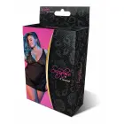 Babydoll naktinukai su atvira nugara ir stringų komplektu – 2XL – juodi Photo