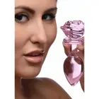 Rozā rožu stikla anālais spraudnis – L – 18–20 cm — Foto 3