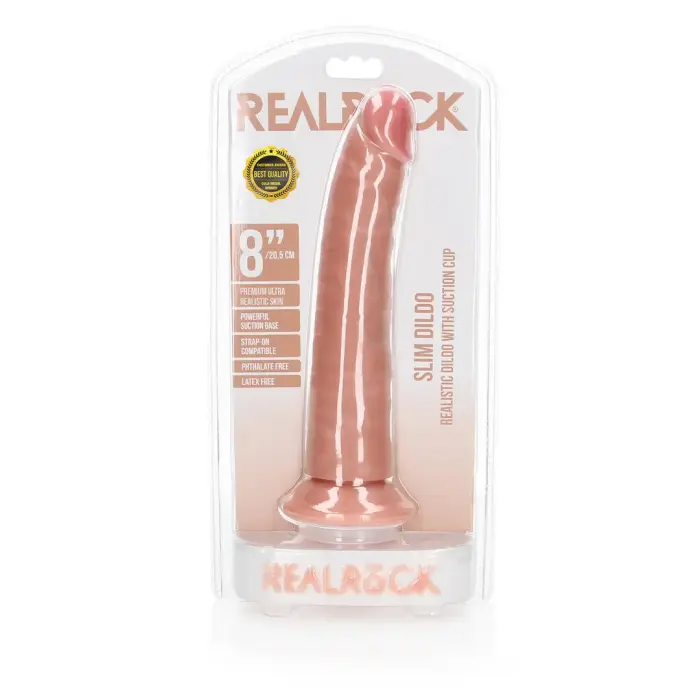 Slim reālistisks dildo ar piesūcekni – 20.5 cm (8″) – miesas krāsa