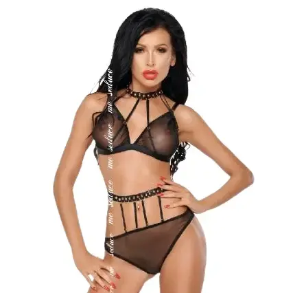 Me-Seduce Dotty Two-Piece Black Harness Set L/XL – Elegant Tulle & Straps