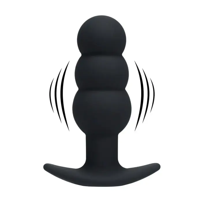 Tri Bulb Vibrating Silicone Anal Plug – 10 cm – Black