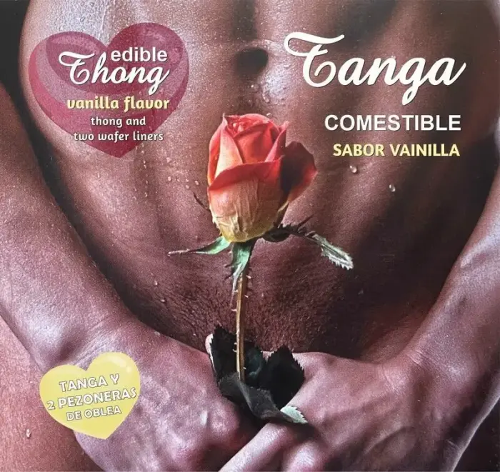 Hot Flowers vīriešu tanga biksītes un 2 ēdamie vaniļas spilventiņi – regulējams izmērs