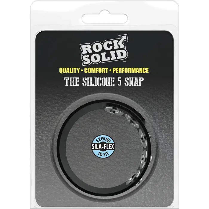 The Silicone 5 Snap Cock Ring – Black