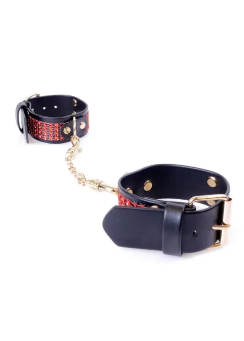 Fetish B - Series Handcuffs with cristals 3 cm Red Line Photo