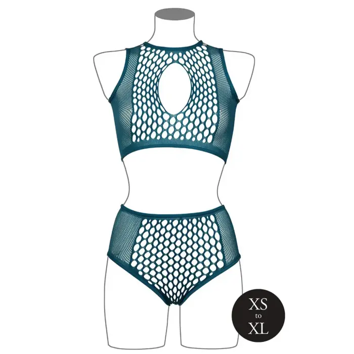 Duo Net комплект бюстгальтера с декоративным вырезом – синий – One Size Фото num