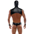 Svenjoyment Bondage men's set – hooded crop top, thong, leash, 2 cuffs – black – S — Photo 5