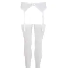 White Lace Suspender Belt with Stockings – S/M — Photo 4