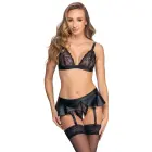 Cottelli Lingerie Bra & Suspender Set – Black – M — Photo 3