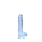 Reālistisks dildo ar sēkliniekiem un piesūcekni – 15 cm (6″) – Zils — Foto 7