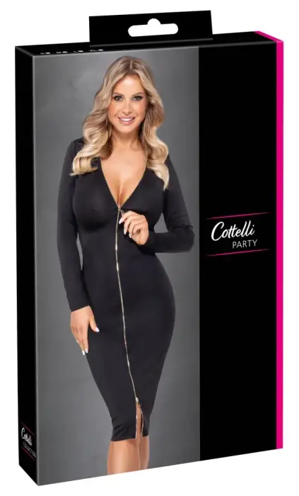 Cottelli PARTY платьем с длинными рукавами и молнией – чёрное – M