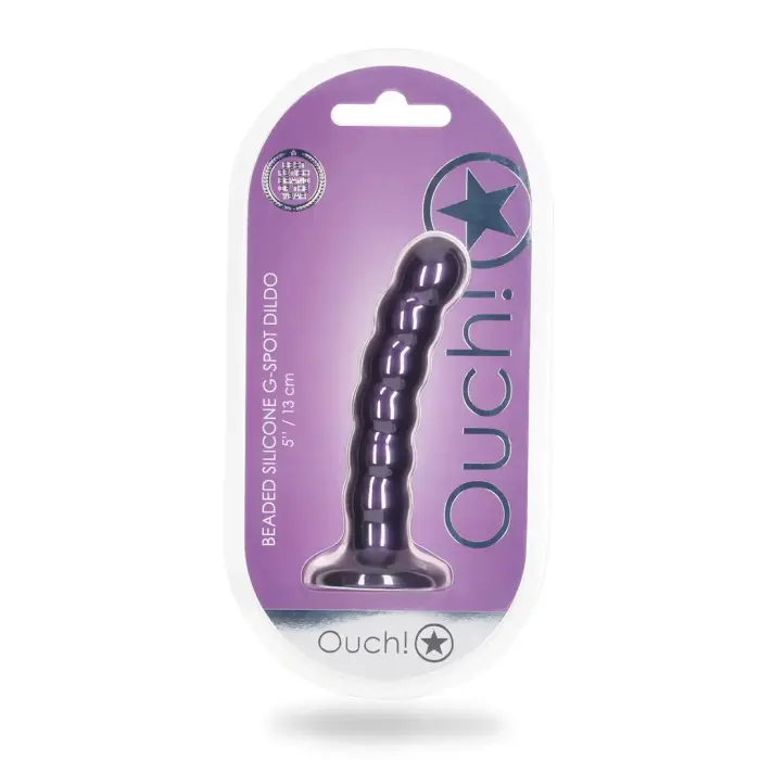 G-punkta dildo ar bumbiņām un piesūcekni – 13 cm (5″) – Violets