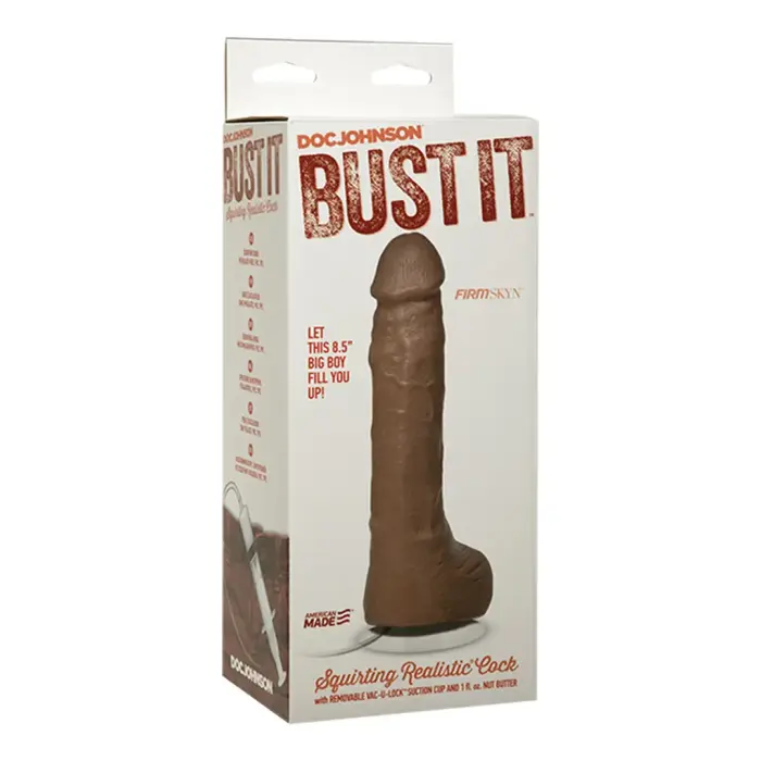 Realistic Squirting Dildo with Suction Cup – 22 cm (8.5″) – Black