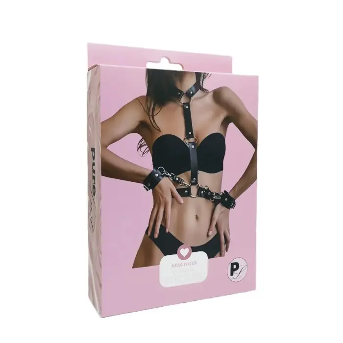 Pure Lust Uma Body Harness with Wrist Restraints – Black