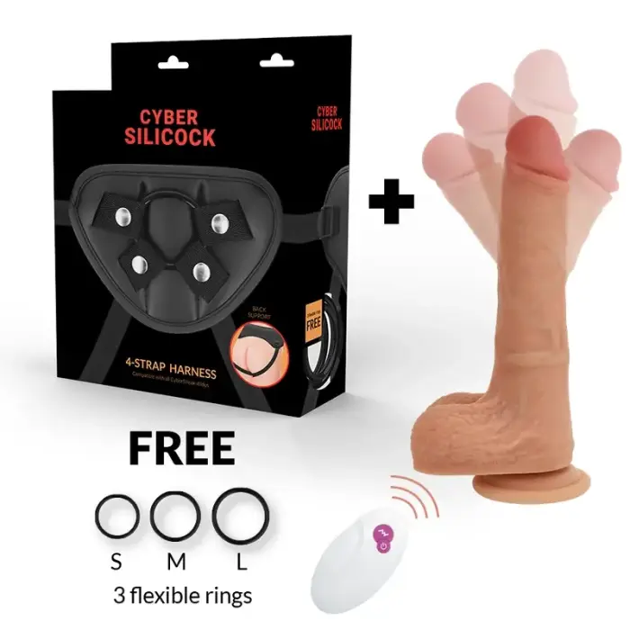 Cyber Silicock Mr Rick – страпон-набор с пультом – чёрный – 20,9 см