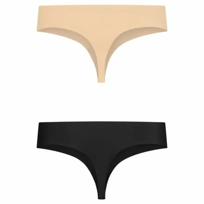 Bye Bra Invisible Thong 2-Pack XXL – kūno spalvos ir juodos