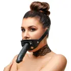 ZADO Leather Gag with Removable Dildo – Black — Photo 2