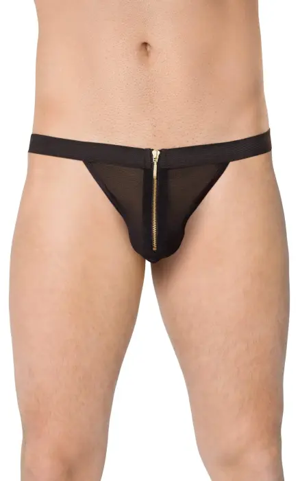 Men's Thong with Open Crotch – Black – One Size