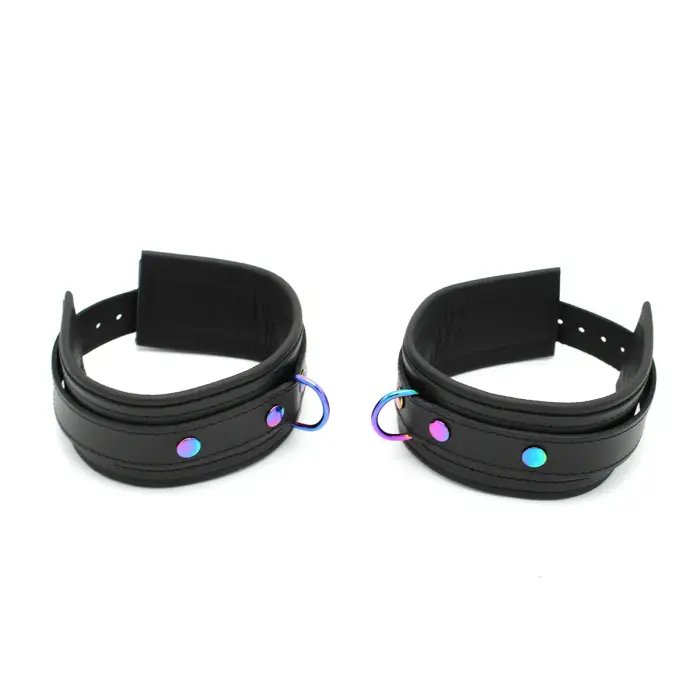 Leather Ankle Cuffs Black Rainbow Photo