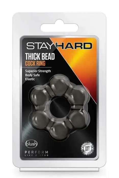 STAY HARD Thick Bead Cock Ring – Black