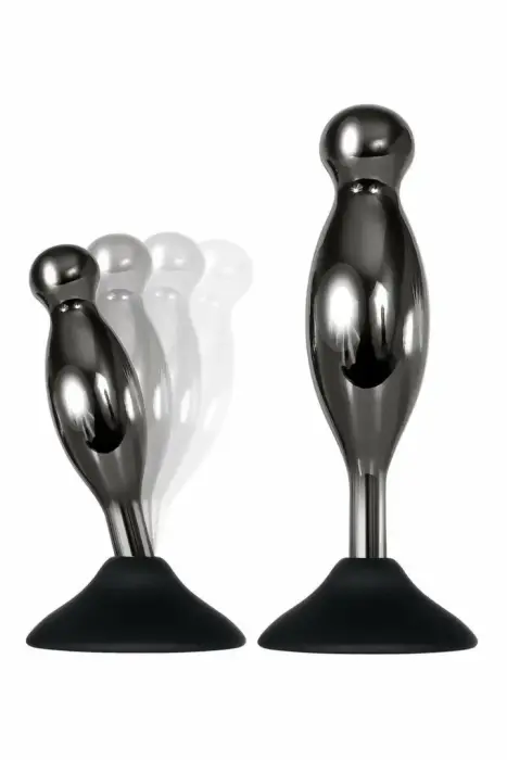 EVOLVED JOY STICKS Plug Set – analinių kamščių rinkinys – lydinys ir silikonas – juodas chromas – 2 vnt.