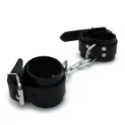 Black Leather Chain-Linked Cuffs — Photo 6