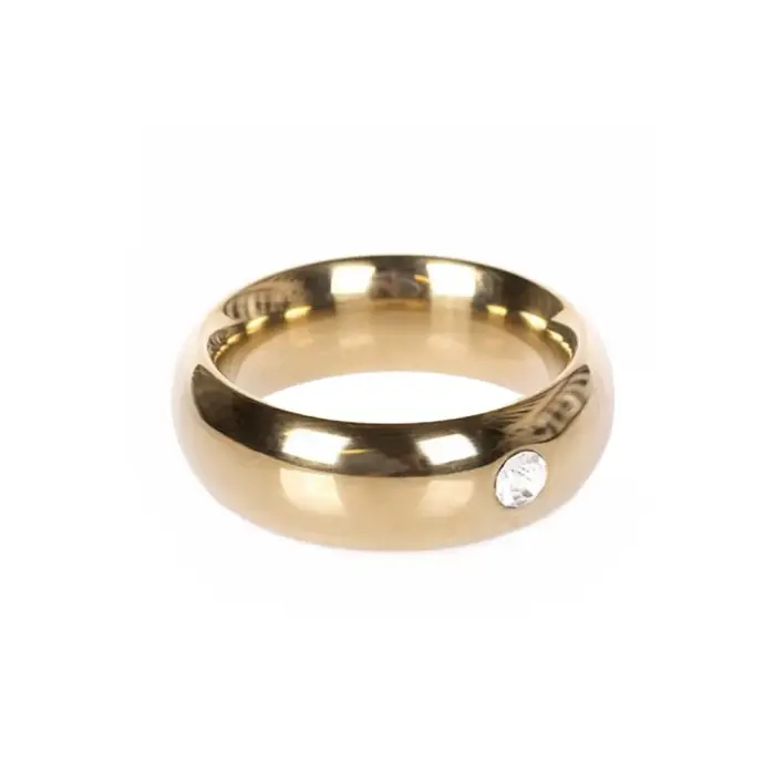Gold Donut Cockring with Jewel - Thick - 4.5+ cm