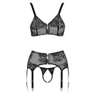 Cottelli Lingerie Bra Set with Lace and Zips – Black & White – S — Photo 7