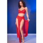 Chilirose CR 4850 красный тюлевый топ и леггинсы с золотыми акцентами комплект – L — Фото 5