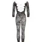 NO:XQSE ziedu mežģīņu catsuit – melns – S/L Foto 6