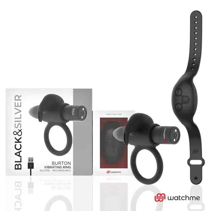 Black&Silver Burton виброкольцо с пультом-часами WatchMe – чёрное