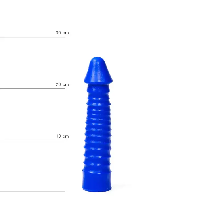 All Blue большой ребристый дилдо – 23+ cm – синий