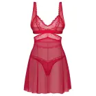 Obsessive Cupide Desir babydoll naktskreklu komplekts ar stringiem – sarkans – S/M — Foto 3