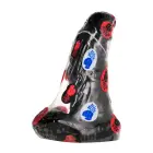 All Black Ribbed Dildo with Balls – 13 cm (5″) — Photo 1